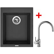Sinks Cube 410 Pureblack + Vitalia - Kitchen Sink and Tap Set