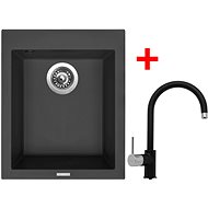Sinks Cube 410 Pureblack + Vitalia GR - Kitchen Sink and Tap Set