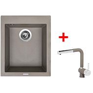 Sinks Cube 410 Truffle + Mix 3 P GR - Kitchen Sink and Tap Set
