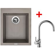 Sinks Cube 410 Truffle + Vitalia - Kitchen Sink and Tap Set