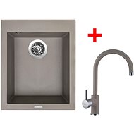 Sinks Cube 410 Truffle + Vitalia GR - Kitchen Sink and Tap Set
