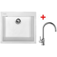 Sinks Cube 560 Milk + Vitalia - Kitchen Sink and Tap Set