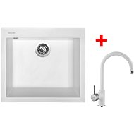 Sinks Cube 560 Milk + Vitalia GR - Kitchen Sink and Tap Set