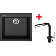 Sinks Cube 560 Pureblack + Mix 3 P GR - Kitchen Sink and Tap Set