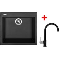 Sinks Cube 560 Pureblack + Vitalia GR - Kitchen Sink and Tap Set