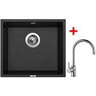 Sinks Frame 457 Granblack + Vitalia - Kitchen Sink and Tap Set