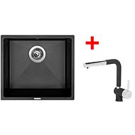 Sinks Frame 457 Metalblack + Mix 3 P GR - Kitchen Sink and Tap Set