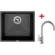 Sinks Frame 457 Metalblack + Vitalia - Kitchen Sink and Tap Set
