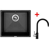 Sinks Frame 457 Metalblack + Vitalia GR - Kitchen Sink and Tap Set
