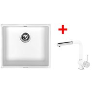 Sinks Frame 457 Milk + Mix 3 P GR - Kitchen Sink and Tap Set