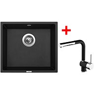 Sinks Frame 457 Pureblack + Mix 3 P GR - Kitchen Sink and Tap Set