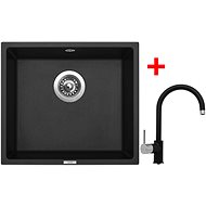 Sinks Frame 457 Pureblack + Vitalia GR - Kitchen Sink and Tap Set