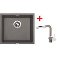 Sinks Frame 457 Truffle + Mix 3 P GR - Kitchen Sink and Tap Set