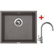 Sinks Frame 457 Truffle + Vitalia - Kitchen Sink and Tap Set