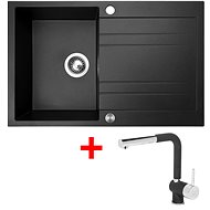 Sinks Grande 800 XC Metalblack + Mix 3 P GR - Kitchen Sink and Tap Set