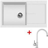 Sinks Infinity 860 Milk + Vitalia GR - Kitchen Sink and Tap Set