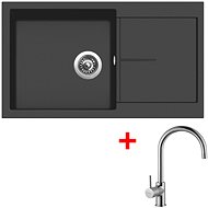Sinks Infinity 860 Pureblack + Vitalia - Kitchen Sink and Tap Set