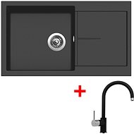 Sinks Infinity 860 Pureblack + Vitalia GR - Kitchen Sink and Tap Set