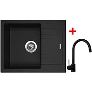 Sinks Linea 600 Granblack + Vitalia, black, matt - Kitchen Sink and Tap Set