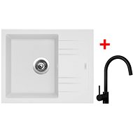 Sinks Linea 600 Milk + Vitalia, black, matt - Kitchen Sink and Tap Set