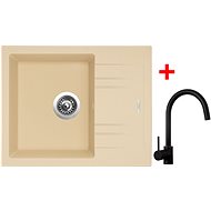Sinks Linea 600 Sahara + Vitalia, black, matt - Kitchen Sink and Tap Set