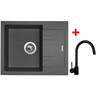 Sinks Linea 600 Titanium + Vitalia, black, matt - Kitchen Sink and Tap Set
