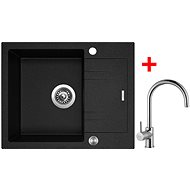 Sinks Linea 600 XC Granblack + Vitalia - Kitchen Sink and Tap Set