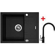 Sinks Linea 600 XC Granblack + Vitalia GR - Kitchen Sink and Tap Set
