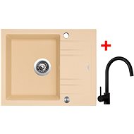 Sinks Linea 600 XC Sahara + Vitalia, black, matt - Kitchen Sink and Tap Set