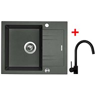 Sinks Linea 600 XC Titanium + Vitalia, black, matt - Kitchen Sink and Tap Set