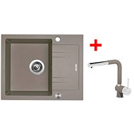 Sinks Linea 600 XC Truffle + Mix 3 P GR - Kitchen Sink and Tap Set