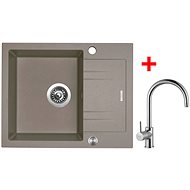 Sinks Linea 600 XC Truffle + Vitalia - Kitchen Sink and Tap Set