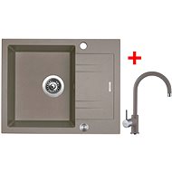 Sinks Linea 600 XC Truffle + Vitalia GR - Kitchen Sink and Tap Set