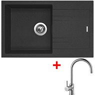 Sinks Linea 780 Granblack + Vitalia - Kitchen Sink and Tap Set