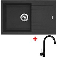 Sinks Linea 780 Granblack + Vitalia, black, matt - Kitchen Sink and Tap Set