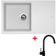 Sinks Linea 780 Milk + Vitalia, black, matt - Kitchen Sink and Tap Set