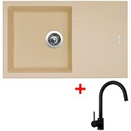 Sinks Linea 780 Sahara + Vitalia, black, matt - Kitchen Sink and Tap Set