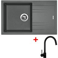 Sinks Linea 780 Titanium + Vitalia, black, matt - Kitchen Sink and Tap Set