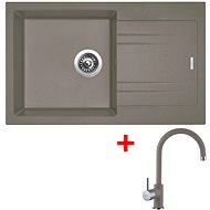 Sinks Linea 780 Truffle + Vitalia GR - Kitchen Sink and Tap Set