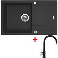Sinks Linea 780 XC Granblack + Vitalia GR - Kitchen Sink and Tap Set