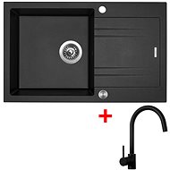 Sinks Linea 780 XC Metalblack + Vitalia, black, matt - Kitchen Sink and Tap Set