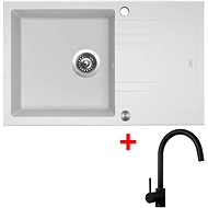 Sinks Linea 780 XC Milk + Vitalia, black, matt - Kitchen Sink and Tap Set