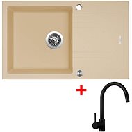 Sinks Linea 780 XC Sahara + Vitalia, black, matt - Kitchen Sink and Tap Set