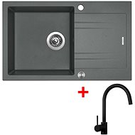 Sinks Linea 780 XC Titanium + Vitalia, black, matt - Kitchen Sink and Tap Set