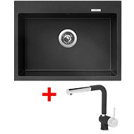 Sinks Maximo 680 Metalblack + Mix 3 P GR - Kitchen Sink and Tap Set