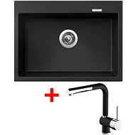 Sinks Maximo 680 Pureblack + Mix 3 P GR - Kitchen Sink and Tap Set