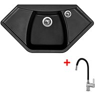 Sinks Naiky 980 Pureblack + Flexia - Kitchen Sink and Tap Set