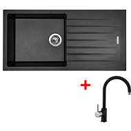 Sinks Perfecto 1000 Metalblack + Vitalia GR - Kitchen Sink and Tap Set