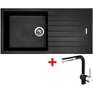 Sinks Perfecto 1000 Pureblack + Mix 3 P GR - Kitchen Sink and Tap Set