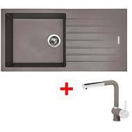 Sinks Perfecto 1000 Truffle + Mix 3 P GR - Kitchen Sink and Tap Set